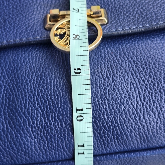 Authentic Versace Leather Shoulder Crossbody Bag Women Blue Removeable Strap - Picture 8 of 16